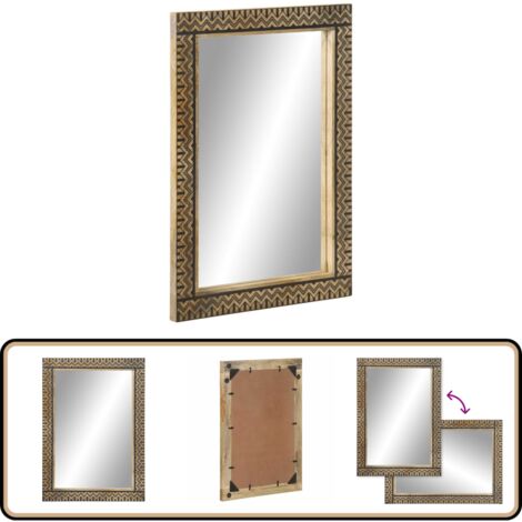 vidaXL Miroir de bain 50x70 cm bois de manguier massif et verre