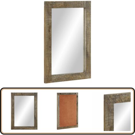 vidaXL Miroir de salle de bain 50x2,5x70 cm bois de manguier massif