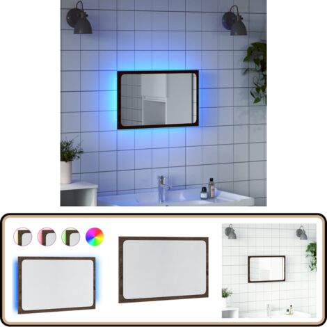 vidaXL Miroir de salle de bain à LED chêne marron bois d'ingénierie