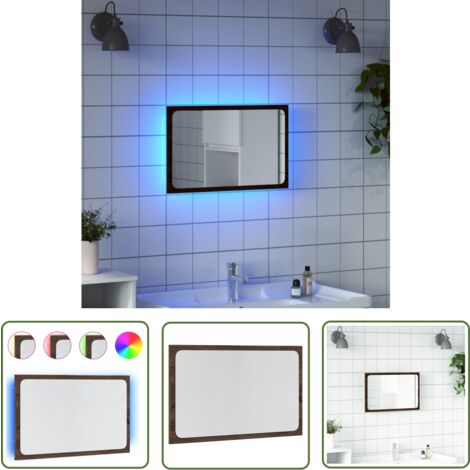 vidaXL Miroir de salle de bain à LED chêne marron bois d'ingénierie