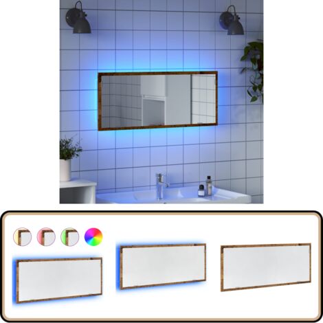 vidaXL Miroir de salle de bain à LED vieux bois bois d'ingénierie