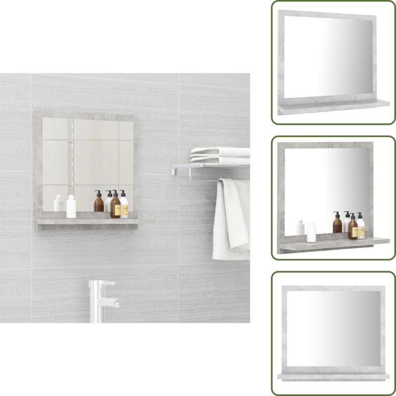 The Living Store Miroir de salle de bain Gris béton 40x10,5x37cm Bois ingénierie - Miroir de salle de bain