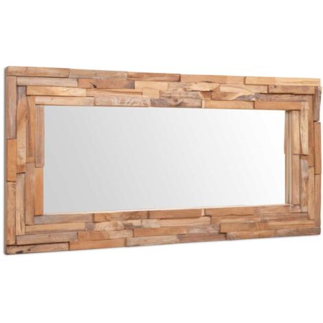 Vidaxl – Miroir décoratif rectangulaire en teck 120x60 cm – Cadre en teck massif – Pour salle de bain et intérieur – Fabrication artisanale