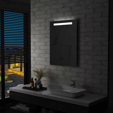 Vidaxl – Miroir lumineux salle de bain 60x80 cm – Bande LED givrée 4 cm – Protection IP44 – Verre et cadre en aluminium – Tension 100-240V