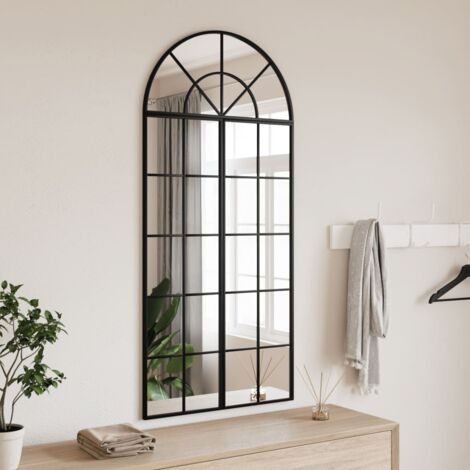 vidaXL Miroir mural noir 60x130 cm arche fer