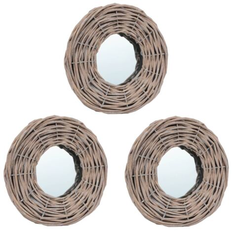 vidaXL Miroirs 3 pcs 15 cm Osier