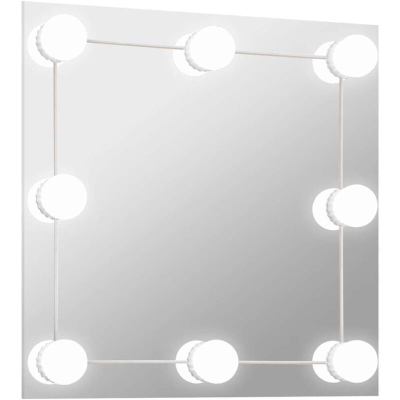 Wall Mirror With Led Lights Square Glass Vidaxl