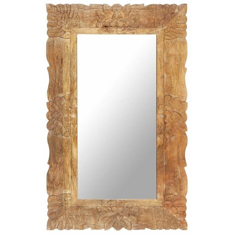 vidaXL Mirror 80x50 cm Solid Mango Wood - Brown