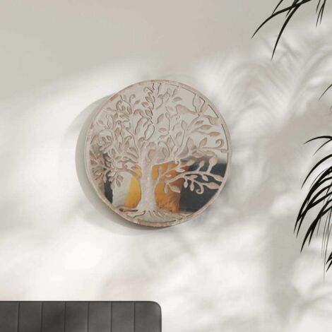 vidaXL Mirror Sand 60x2.5 cm Iron Round for Indoor Use