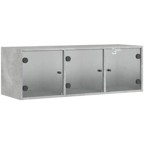vidaXL Mobile a Muro con Ante in Vetro Grigio Cemento 102x37x35 cm