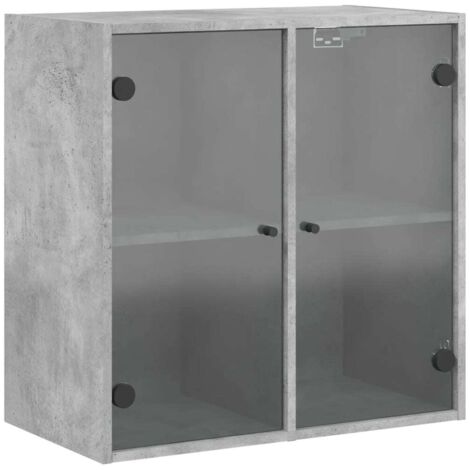 vidaXL Mobile a Muro con Ante in Vetro Grigio Cemento 68x37x68,5 cm