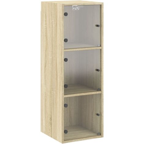 vidaXL Mobile a Muro con Ante in Vetro Rovere Sonoma 35x37x100 cm