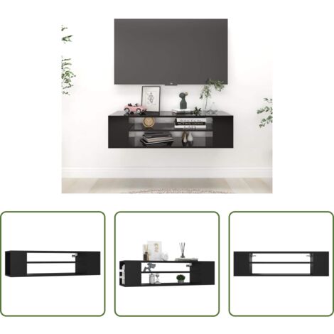 vidaXL Mobile a parete -  Mobile Porta TV Pensile Nero 100x30x26,5 cm Legno Multistrato