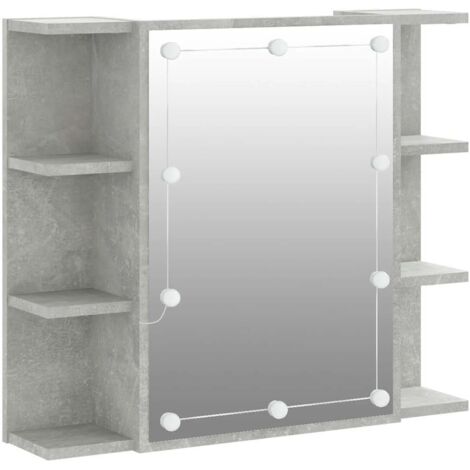 vidaXL Mobile a Specchio con LED Grigio Cemento 70x16,5x60 cm