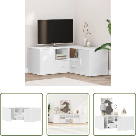 vidaXL Mobile Angolare in Legno -  Mobile Angolare Bianco 160x40x45 cm in Truciolato