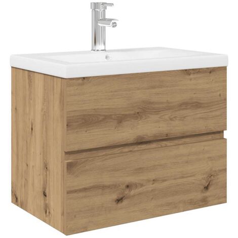 vidaXL Mobile Bagno con Lavabo Integrato&Rubinetto Rovere Artigianale