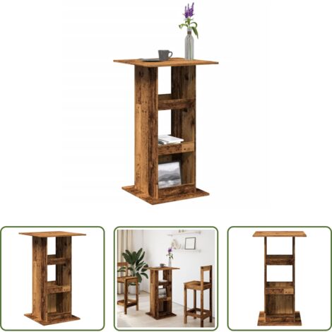 vidaXL Mobile bar -  Tavolo Bar Portaoggetti Legno Antico 60x60x102cm in Multistrato