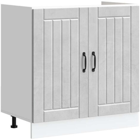 vidaXL Mobile Base Lavello Lucca Grigio Cemento in Legno Multistrato