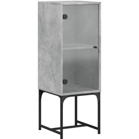 vidaXL Mobile con Anta in Vetro Grigio Cemento 35x37x100 cm