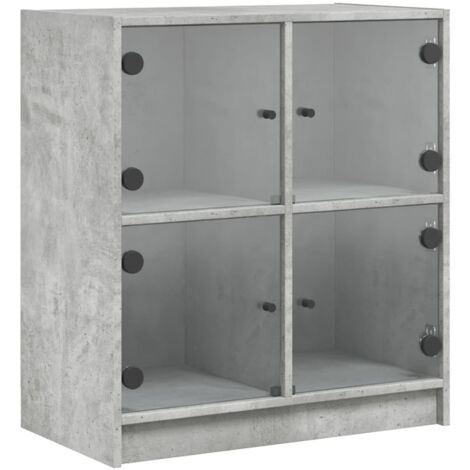 vidaXL Mobile con Ante in Vetro Grigio Cemento 68x37x75,5 cm