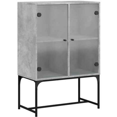 vidaXL Mobile con Ante in Vetro Grigio Cemento 69x37x100 cm