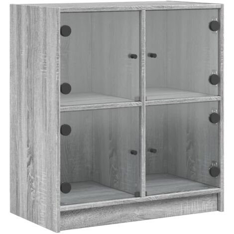 vidaXL Mobile con Ante in Vetro Grigio Sonoma 68x37x75,5 cm