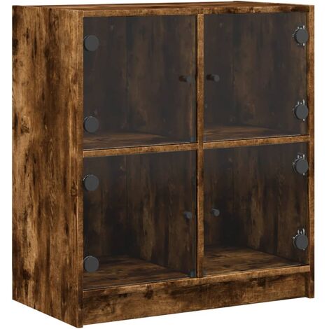 vidaXL Mobile con Ante in Vetro Rovere Fumo 68x37x75,5 cm