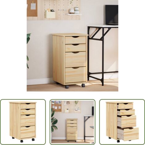 vidaXL Mobile con cassetti -  Mobiletto con Scrivania con ruota MOSS Vernice trasparente