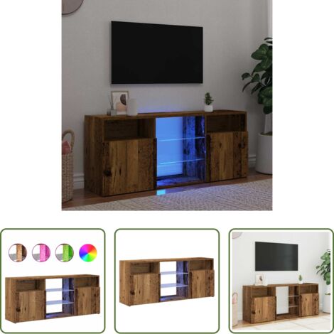 vidaXL Mobile con LED -  Mobile Porta TV con LED Legno Antico 120x30x50 cm Multistrato