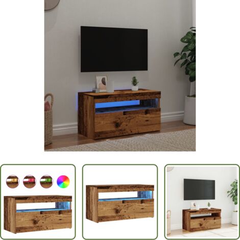 vidaXL Mobile con LED -  Mobile Porta TV con LED Legno Antico 75x35x40 cm Multistrato