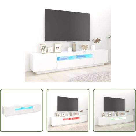 vidaXL Mobile con luci LED -  Mobile Porta TV con Luci LED Bianco 200x35x40 cm