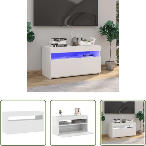 vidaXL Mobile con luci LED -  Mobile Porta TV con Luci LED Bianco Lucido 75x35x40 cm