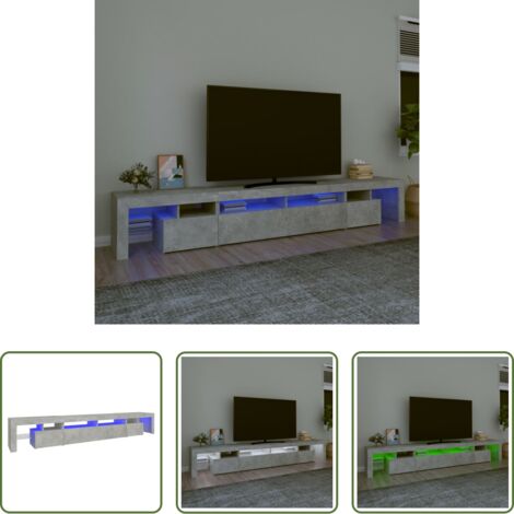 vidaXL Mobile con luci RGB -  Mobile Porta TV con Luci LED Grigio Cemento 260x36,5x40 cm