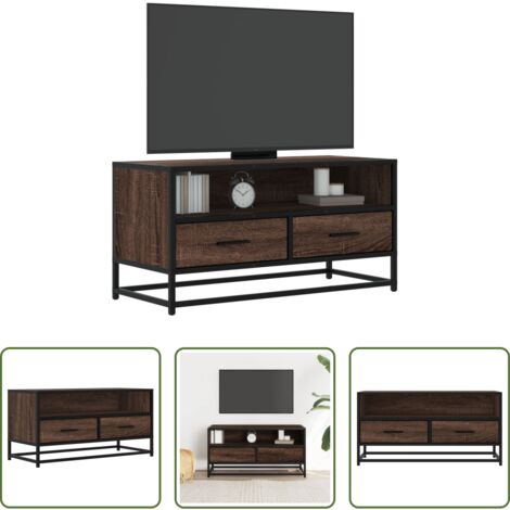 vidaXL Mobile con ripiano -  Mobile TV Rovere Marrone 80x34,5x40cm Legno Multistrato Metallo