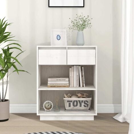 vidaXL Mobile Consolle Bianco 60x34x75 cm in Legno Massello di Pino