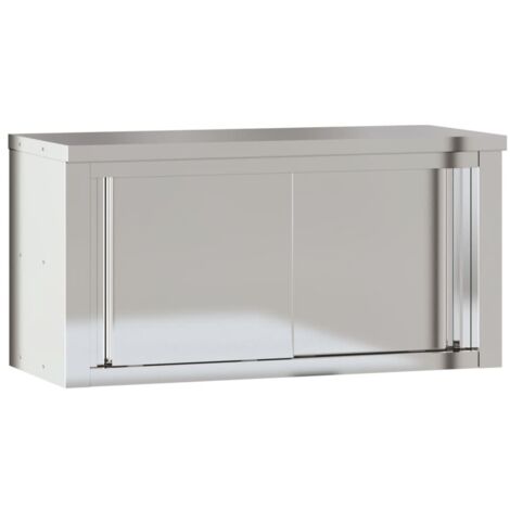 vidaXL Mobile Cucina da Parete con Ante Scorrevoli in Acciaio Inox