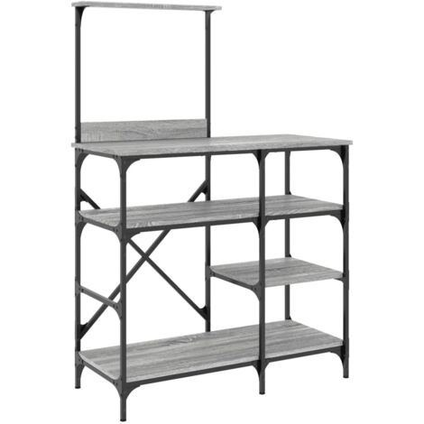 vidaXL Mobile Cucina Grigio Sonoma 90x40x132 cm Multistrato e Metallo
