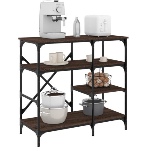 vidaXL Mobile Cucina Rovere Marrone 90x40x84 cm Multistrato e Metallo