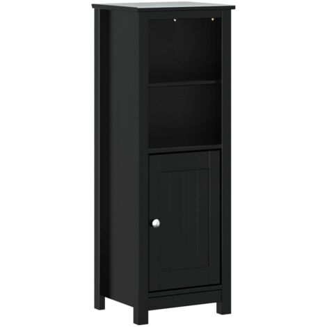 vidaXL Mobile da Bagno BERG Nero 40x34x110 cm Legno Massello di Pino