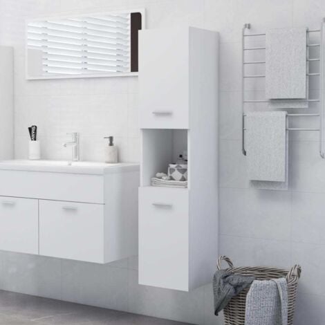 VIDAXL Mobile da Bagno Bianco 30x30x130 cm in Legno Multistrato