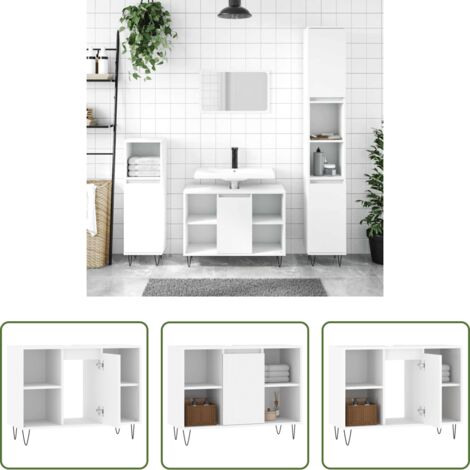 vidaXL Mobile da bagno bianco -  Mobile da Bagno Bianco 80x33x60 cm in Legno Multistrato