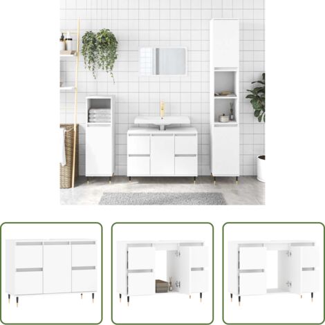 vidaXL Mobile da bagno bianco -  Mobile da Bagno Bianco 80x33x60 cm in Legno Multistrato