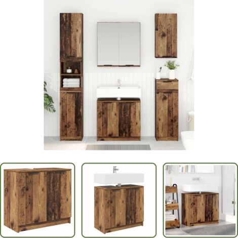 vidaXL Mobile da bagno con ante a cerniera -  Mobile da Bagno con porta Legno vecchio 64,5 x 33,5 x 59 cm