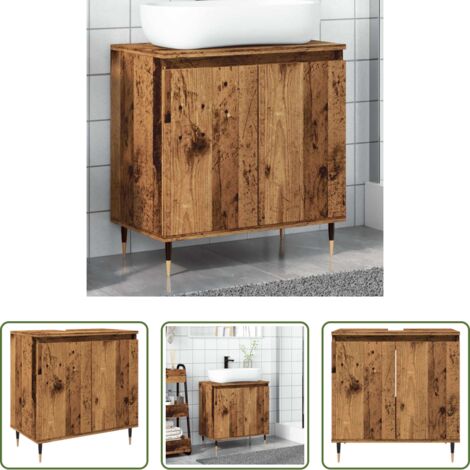 vidaXL Mobile da bagno con ante -  Mobile da Bagno Legno Antico 58x33x60 cm in Truciolato