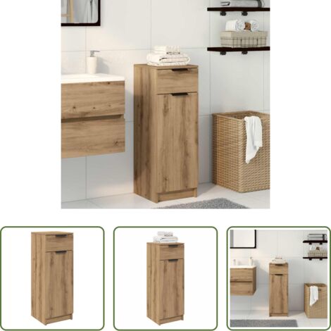 vidaXL Mobile da Bagno con cassetto rovere artigianale 32 x 34 x 90 cm
