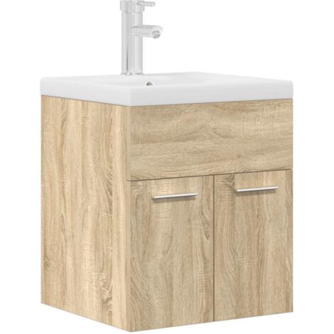 vidaXL Mobile da Bagno con Lavabo Integrato e Rubinetto Rovere Sonoma