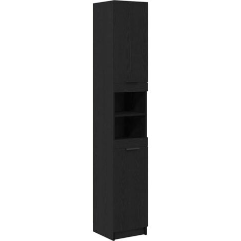 vidaXL Mobile da Bagno con lo scaffale Rovere nero 32 x 34 x