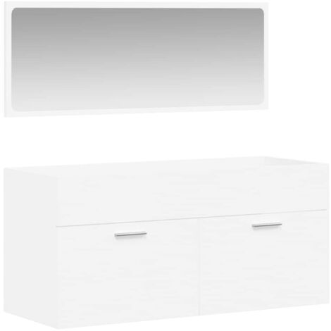 vidaXL Mobile da Bagno con Specchio Bianco in Legno Multistrato