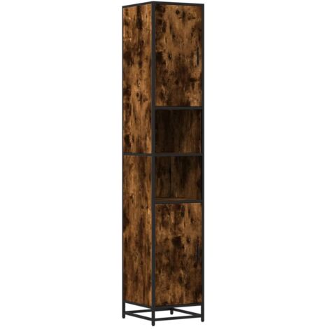 vidaXL Mobile da Bagno Fumo 35x37,5x188,5 cm in Truciolato e Metallo