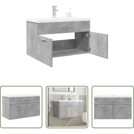 vidaXL Mobile da bagno grigio cemento -  Mobile da Bagno con Lavabo Integrato Grigio Cemento